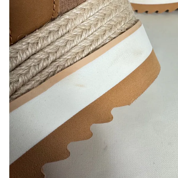 TOMS NWOT Diana Tan Leather Platform Espadrille Wedge Sandals Women 6.5 10019757 - Image 7
