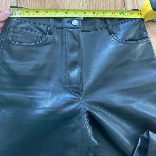 Aritzia Wilfred‎ Melina Black Vegan Leather High Rise Straight Taper Leg Pants 6 - Image 7