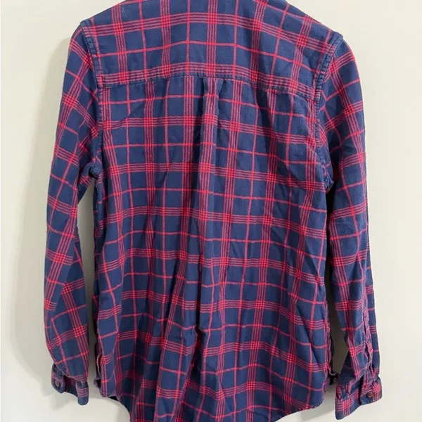 L.L. Bean Women's Blue and Red Plaid Button‎ Down Shirt - Image 4