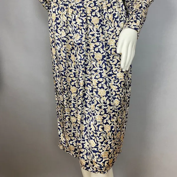 Vintage Dress 80s Long Sleeve Pencil Officecore Puff Sleeves Floral High‎ Neck - Image 4