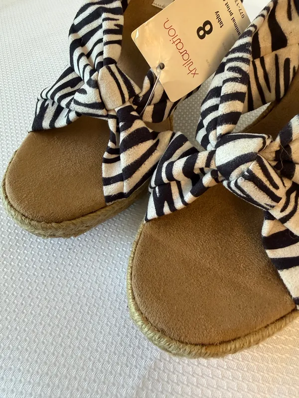 Xhilaration Y2K Knotted Zebra Print Rope Platform Heels - Image 2