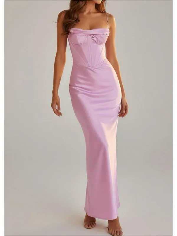 HOUSE OF CB Charmaine Corset Satin Maxi Dress, Pink, Small - Image 2