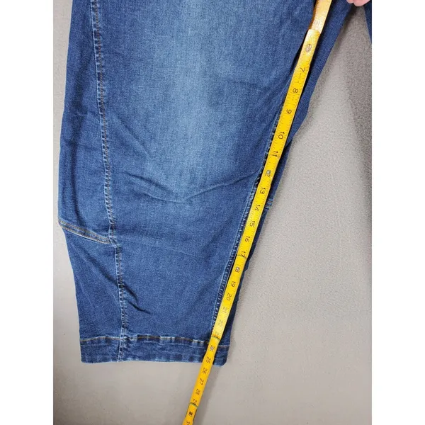 RUTI Barrel Leg Jeans Womens 4 Blue High Rise Seam Detail Relaxed Fit Cropped - Image 8