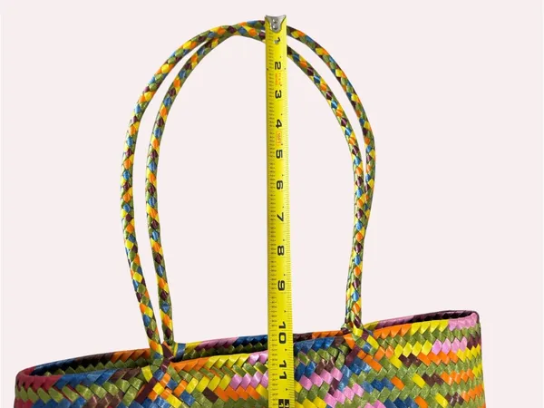 Large Colorful Mexican Woven Straw Tote Bag Market Beach Boho Handmade - Image 12