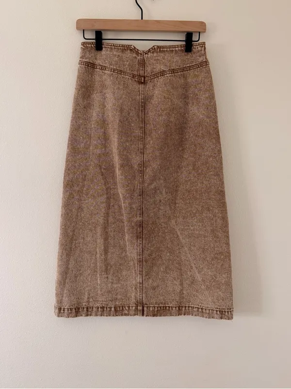 NWT SoMe Neutral 90s Button Front Washed Cotton Midi Denim Skirt size small - Image 6