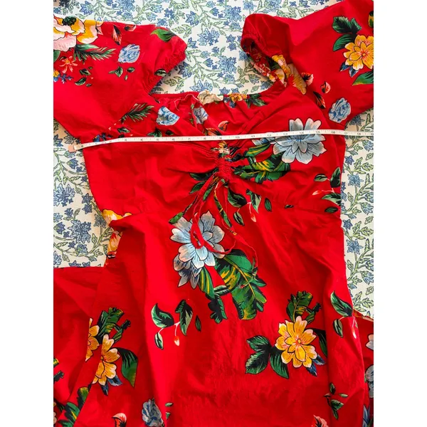 NAOO Red Floral Tropical Women's Maxi Dress Size M - Image 7