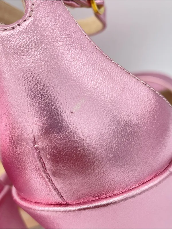 STUART WEITZMAN Skyhigh 145 Metallic Pink Platform Sandals Size 9 - Image 6