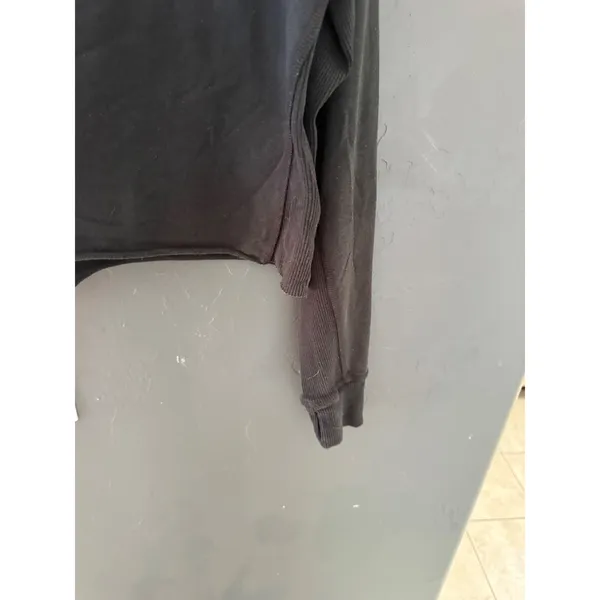 OFFLINE by Aerie Women Black Cropped Long Sleeve Ribbed Side Panel Top Small - Image 4