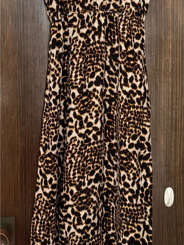 Twelfth Street by Cynthia Vincent 100% silk Leopard Print Maxi Dress, size SP - Image 13