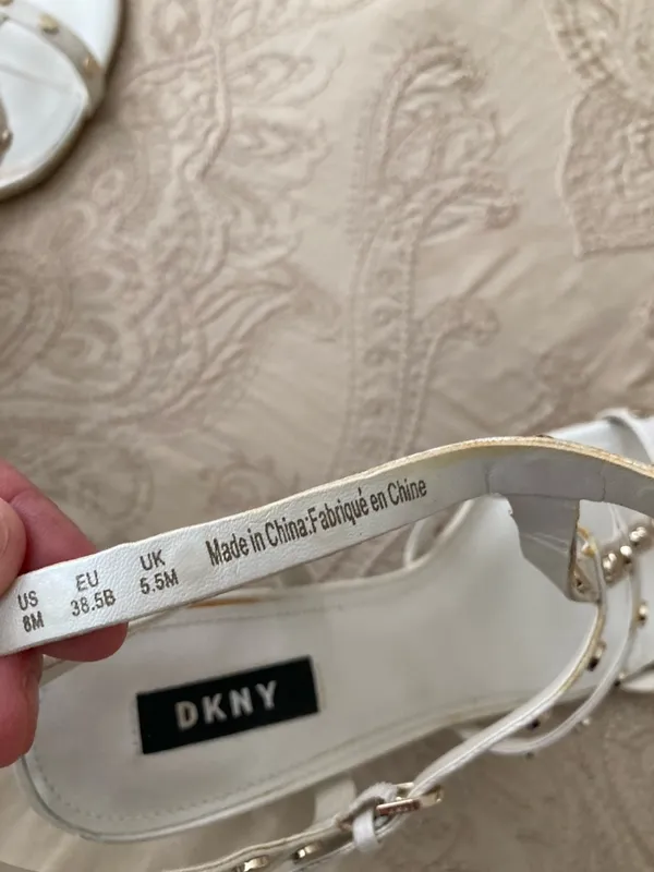 DKNY Ivory Strappy Studded Block Heel Sandals - Image 8