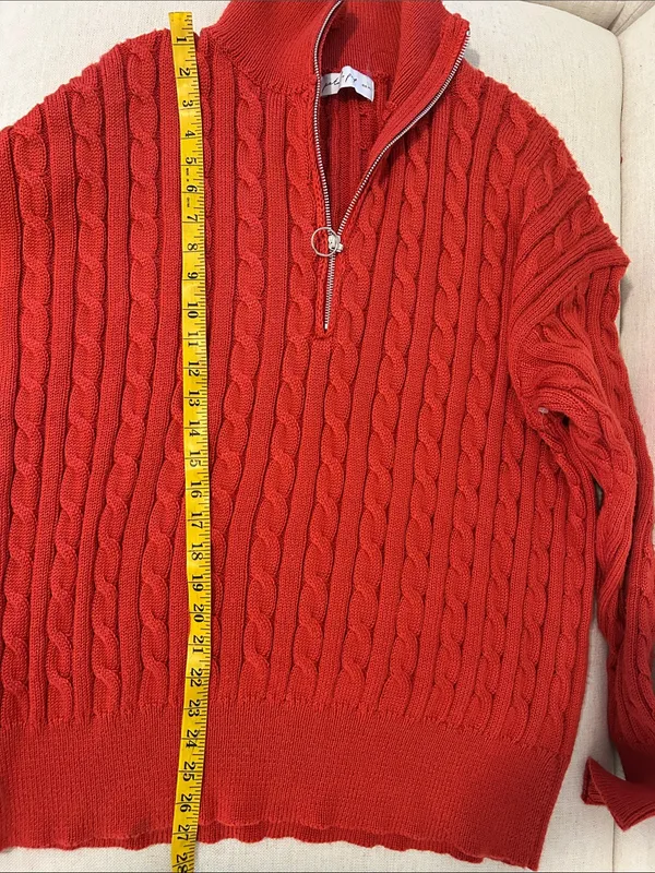 Petal & Pup Frida Cable Knit Half Zip Sweater, Red, Size XL, NWOT Display - Image 10