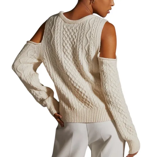 NWT Anthropologie Pilcro Cutout Fisherman Sweater Cream Size S - Image 4
