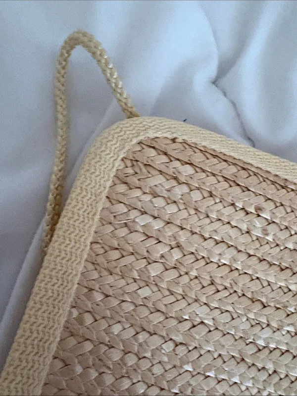 Vintage Woven Straw Crossbody Bag - Natural - Image 5