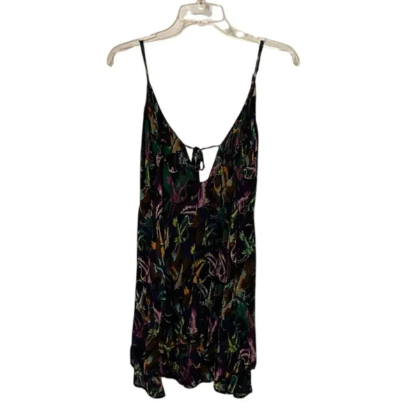 Anthropologie Crane Bird Print Tiered Mini Dress Tunic Top Women's Size L - Image 4