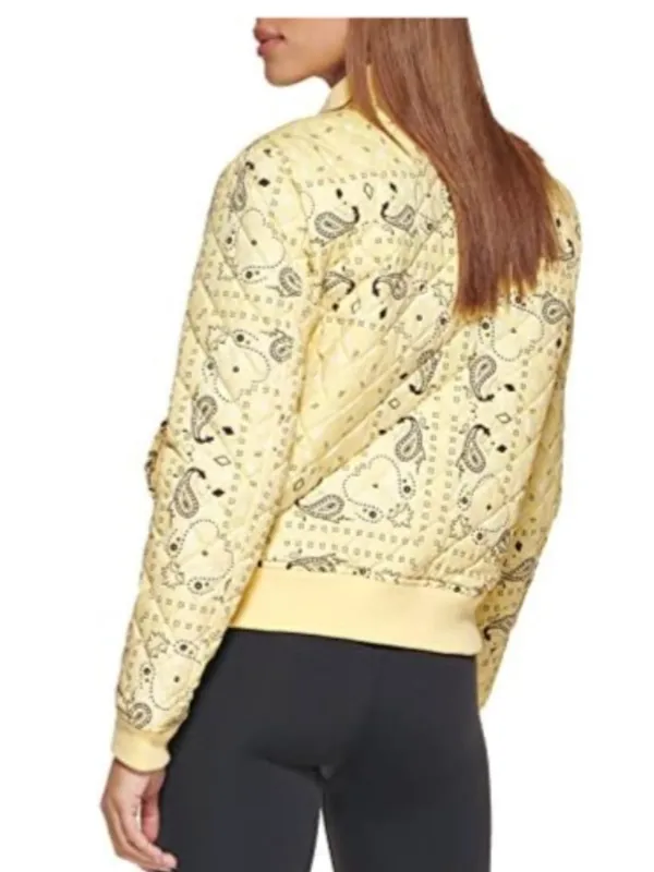 NWT $100 Levi's Yellow Bandana Paisley Diamond Quilted Bomber Jacket XL - Image 5