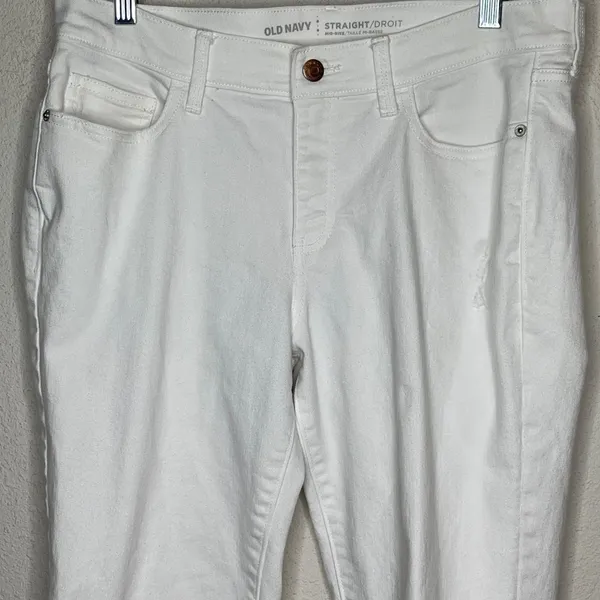 Old Navy Straight Mid Rise Jeans White‎ - Image 2