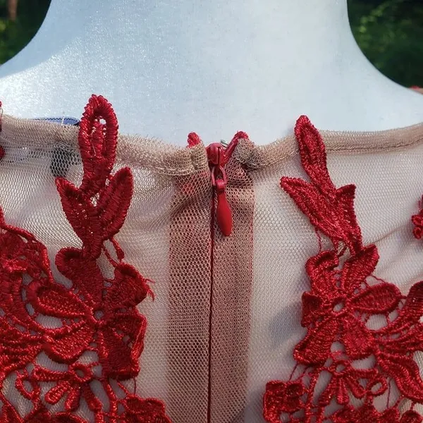 CQ by CQ size medium M Red Mermaid Prom Dress Lace Mesh floral bodice - Image 7