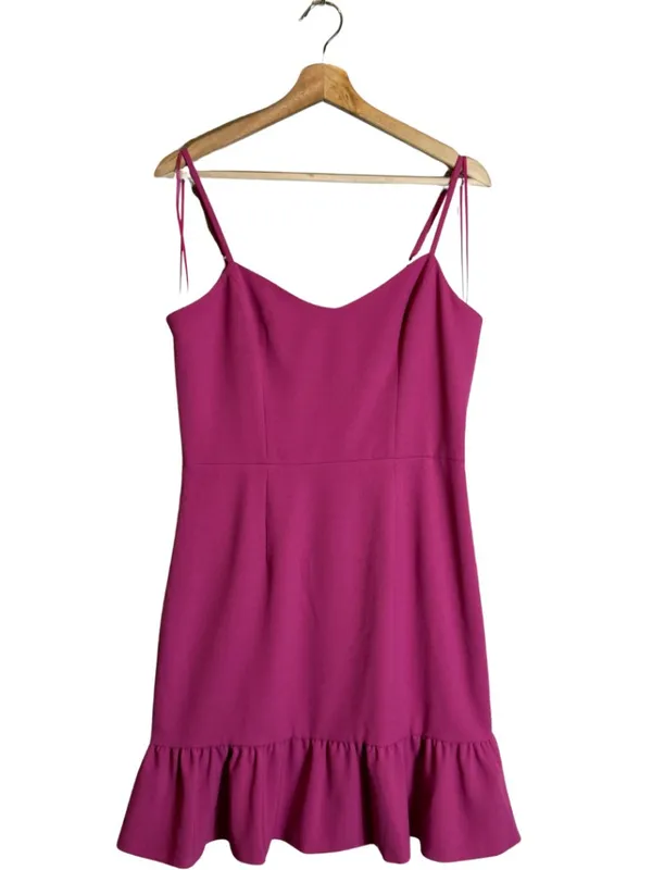Dress The Population Mira Ruffle Mini Dress Womens Medium Hibiscus Pink Cocktail - Image 5