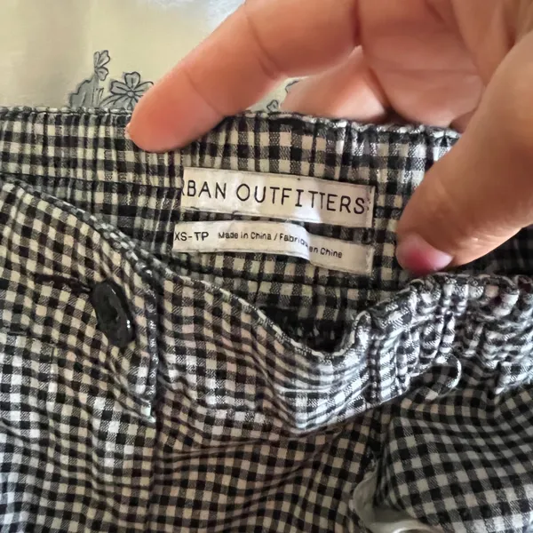 Urban Outfitters Gingham High Waisted Skinny‎ Pants Black White XS Elastic Waist - Image 3