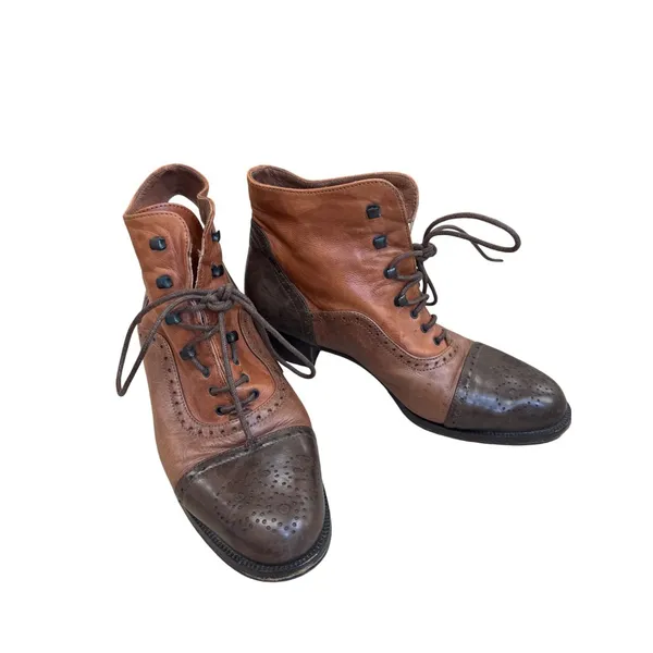 Tano Italian Made Womens Brown Leather Lace-Up Ankle Boots Size 6.5 SKU8151 - Image 14
