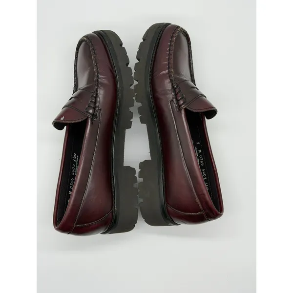 G.H. Bass Weejuns Penny Loafers Womens 7 Burgundy Lug Sole - Image 3