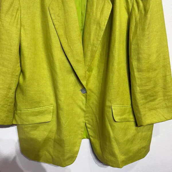 David N Lime Green Vintage Linen Blend Blazer Jacket Sz 20 - Image 4