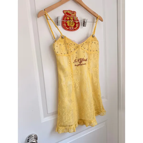 Anyfood Universe Sabrina Lemon Dress Rare Slip Mini Dress‎ Size Small - Image 8