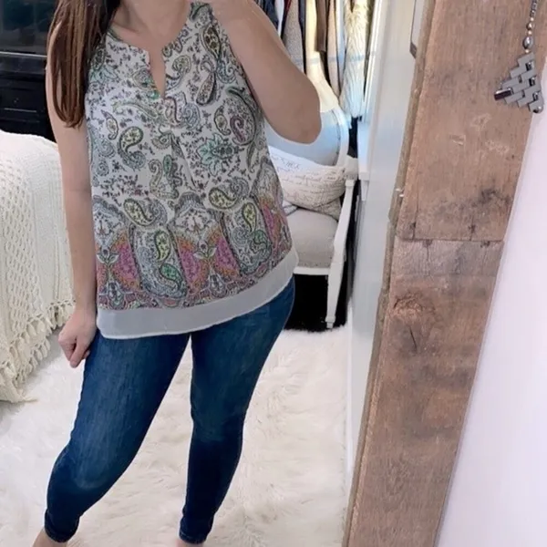 Daniel Rainn floral sleeveless top size large - Image 2