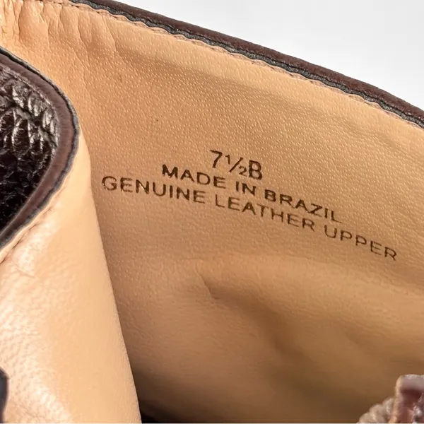 Talbots Brown Leather Platform Ankle Booties Heels Size 7.5 B Made in Brazil - Image 6