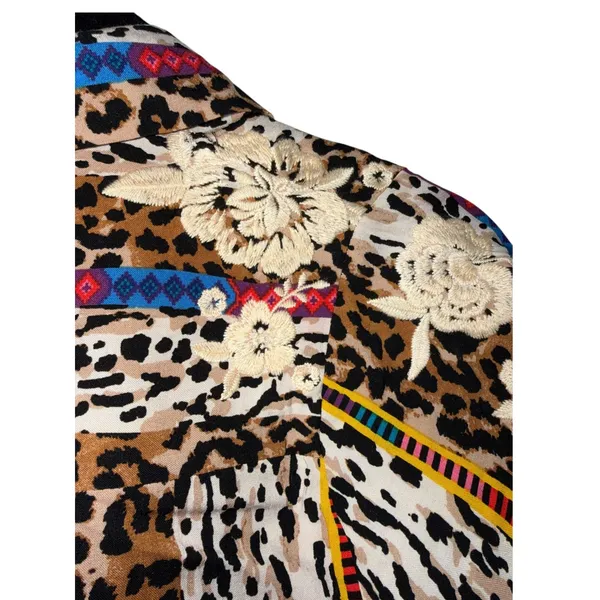 Savanna Jane Leopard Print Embroidered Maxi Dress Small‎ Boho Western - Image 5
