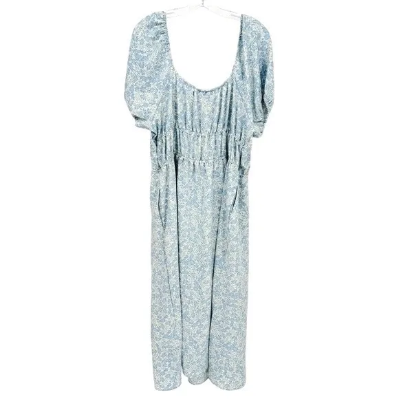Who What Wear Milkmaid Dress Women XXL Blue Floral Boho Romantic Coastal Prairie - Image 11