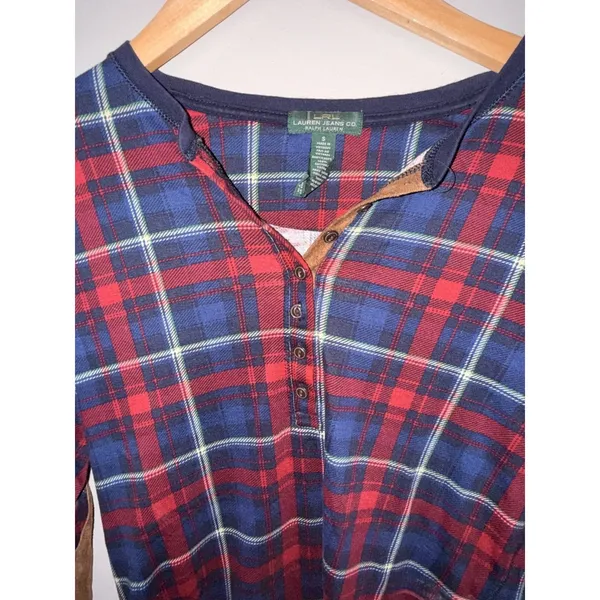 Ralph Lauren Women's Long Sleeve Plaid Print Top Size Small‎ - Image 2
