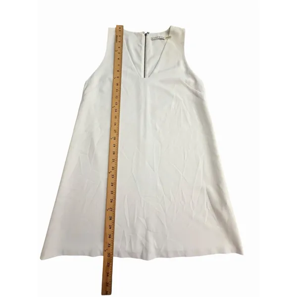 Alice + Olivia Shift Mini Dress Womens Size 4 White Satin Cocktail Lined #CC1-1 - Image 9