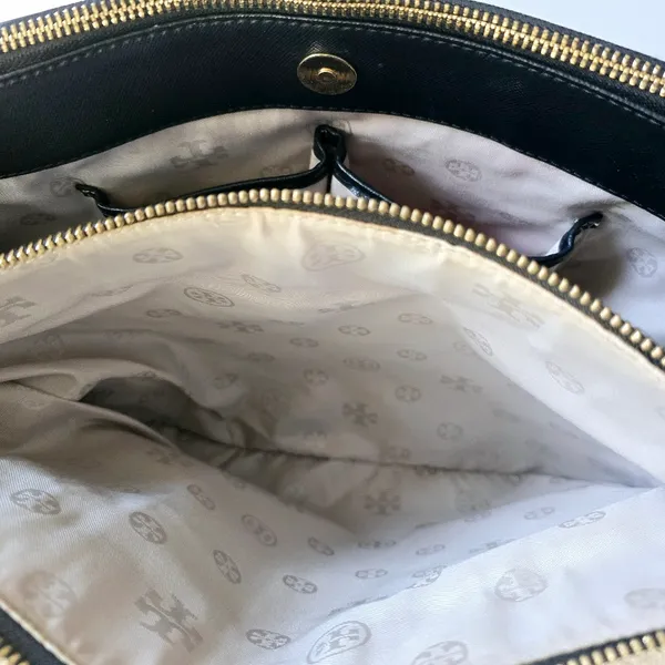 Tory Burch Robinson Double Zipper Leather Black Tote - Image 8