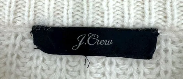 J.Crew | Medium | Cream White Pom Pom Cable Knit Sweater Lambswool Blend - Image 6
