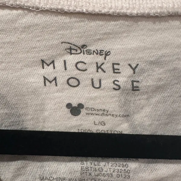 Disney Mickey Mouse sketch hi and bye raw hem cropped tee sz L - Image 6