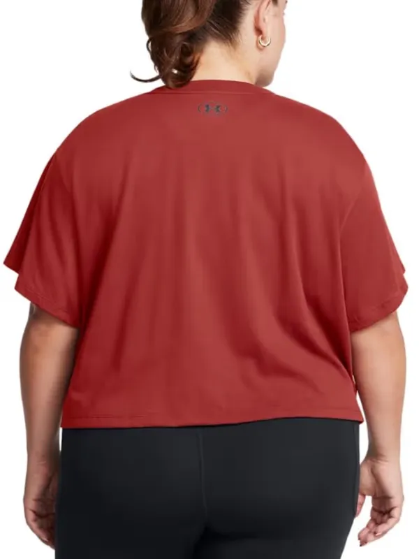 Under Armour Womens Boxy Crop Logo Short Sleeve T Shirt Orange/Black. Size 3XL - Image 2