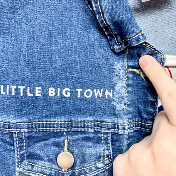 Little Big Town Girl Crush Denim Jacket‎ Women S Blue Distressed Concert Band S - Image 5