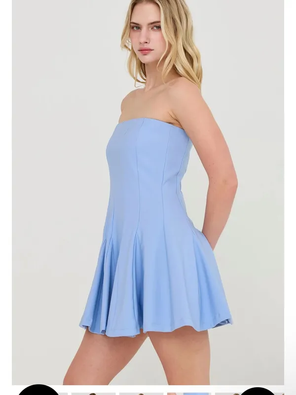 HYFVE Baby Blue Strapless Skort Dress with Built-In Shorts – Small - Image 4