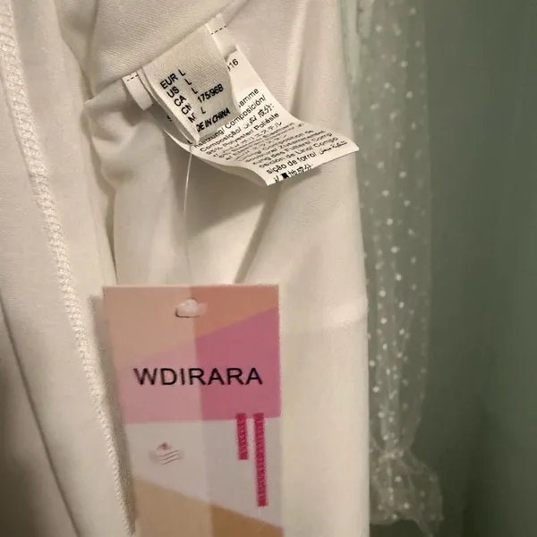 White Bubble Sleeve Dress Size L - Image 6