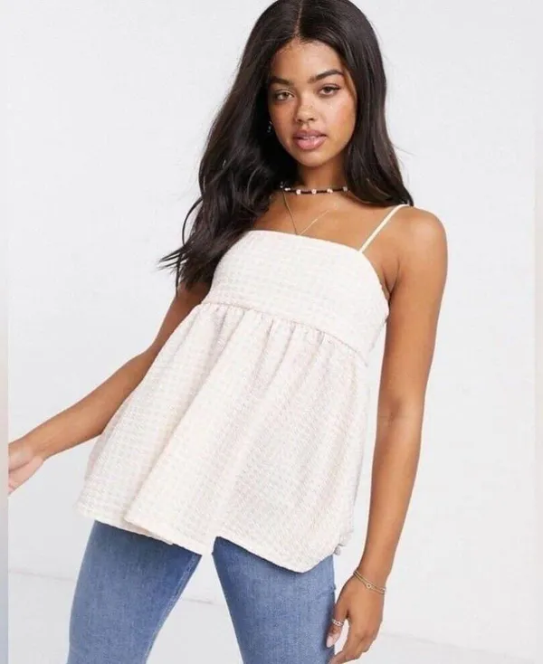 ASOS Design Women’s 4 Textured Cami Top in Checkered Print - Image 7