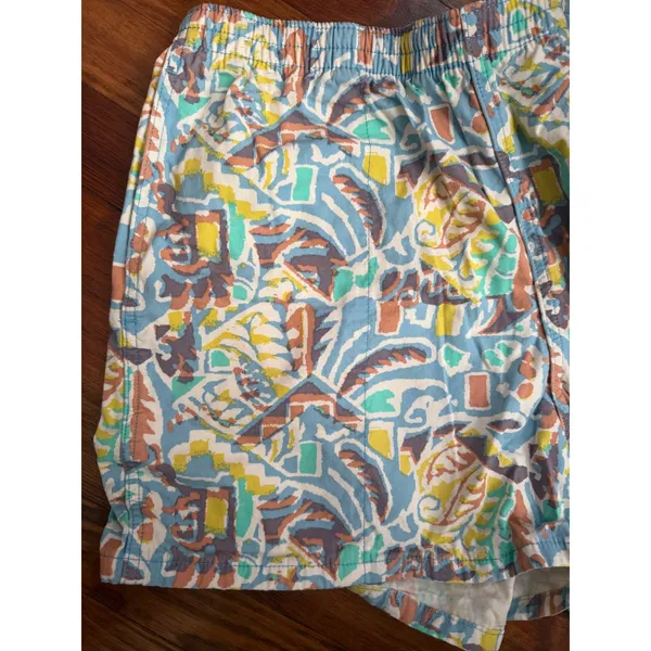Patagonia Womens Baggies Shorts Abstract Geometric Print Blue Yellow Large - Image 6