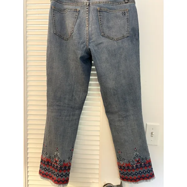 Tory Burch Womens Blue Medium Wash Coin Pocket Denim Straight Jeans SIze 27 - Image 8