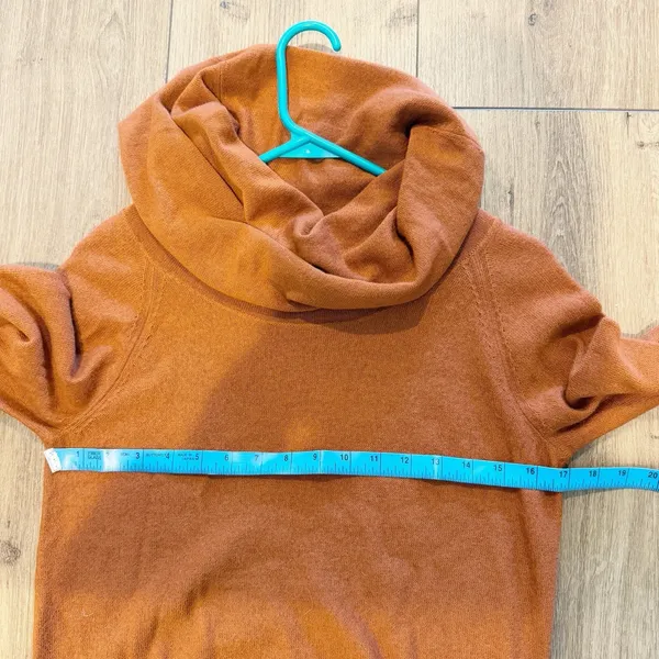 Anthropologie Womens Cowl Neck Wool Sweater‎ XS Orange Lightweight Cozy Autumn - Image 3