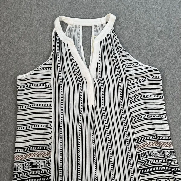 Pants Store Mini Dress Women's Large Halter V-Neck Black/Brown Stripe Summer - Image 2