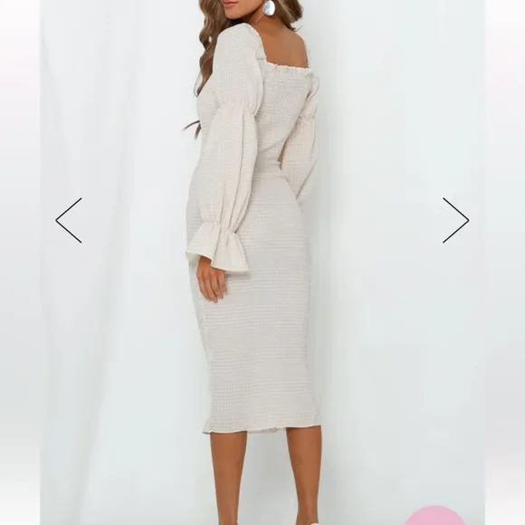 REVOLVE SNDYS‎ Gingham Courtney Dress in Cream Size 8 Smocked Midi - Image 3