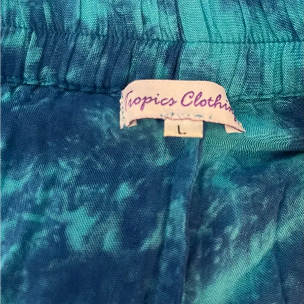 Tropics Clothing Blue Tie Dye‎ Lightweight Pull On Drawstring Pants Size Large - Image 3