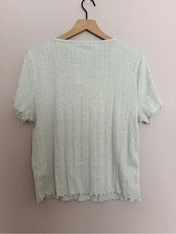 J. Crew Pointelle Short-Sleeve Knit Cardigan Heather Dove XL - Image 3