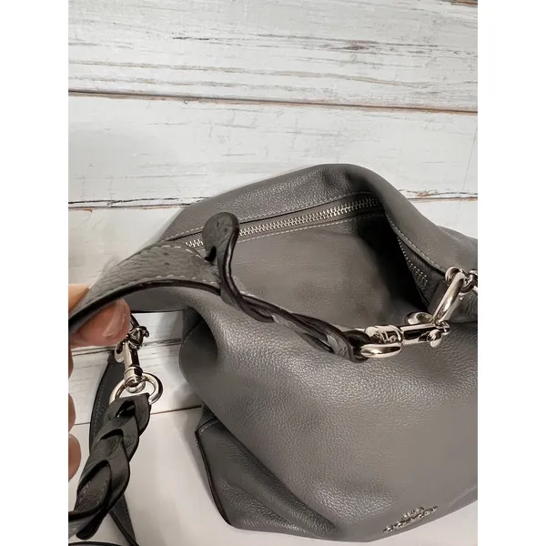 Coach Abby Duffle Gray Pebble Leather Shoulder Crossbody Bag - Image 5
