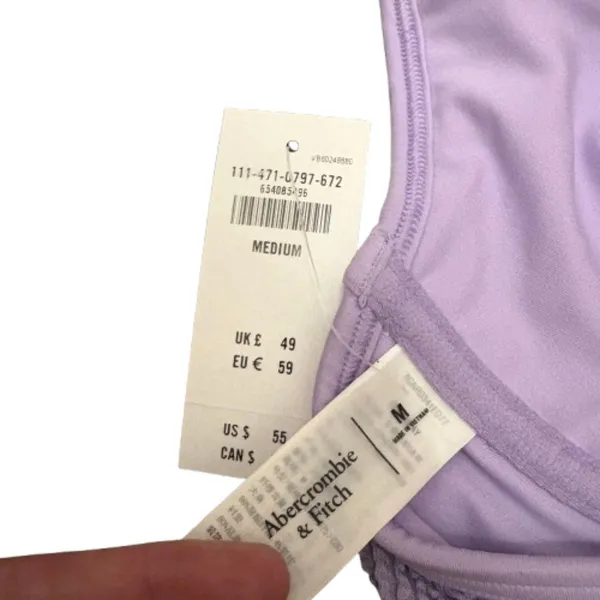 NWT‎ Abercrombie & Fitch Continuous Underwire Bikini Top Lavender Size Medium - Image 3